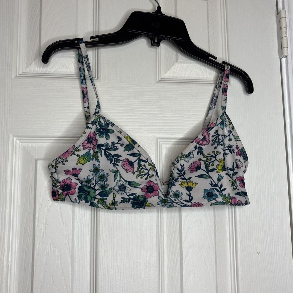 Live Love Dream Swim Top M Floral Print Bikini Bralette Adjustable Straps